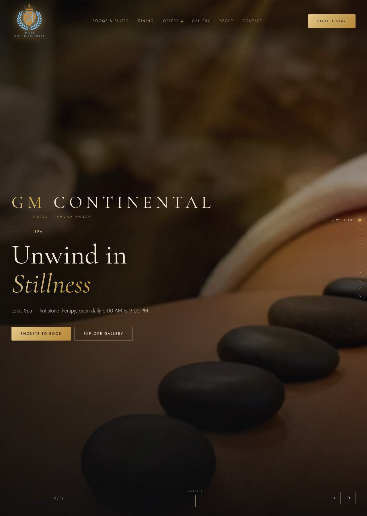 Full screenshot of the Hotel GM Continental website